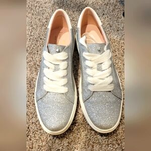 Kate Spade Silver Glitter Sneakers